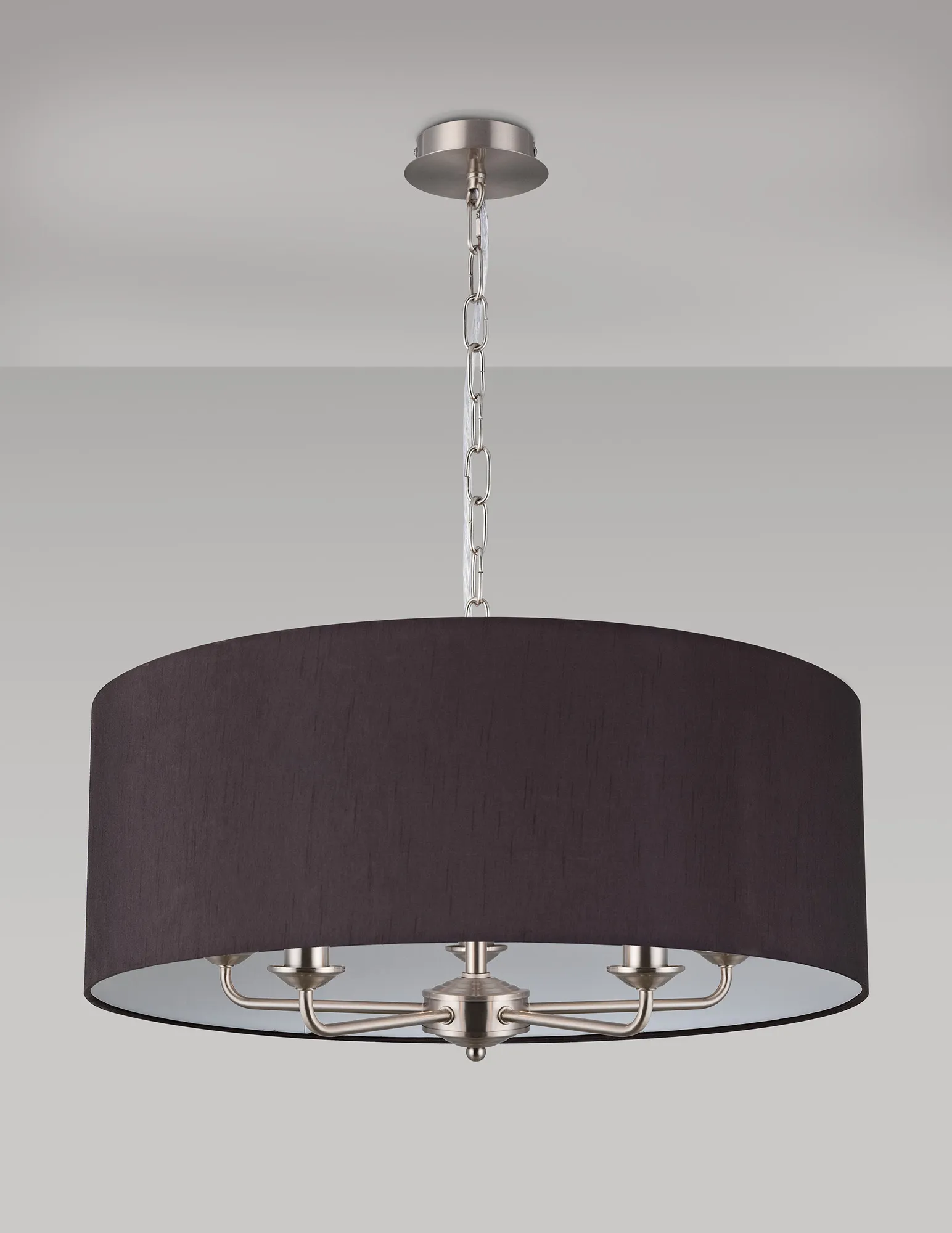 Banyan 60cm 5 Light Pendant Satin Nickel; Black DK0670  Deco Banyan SN BL